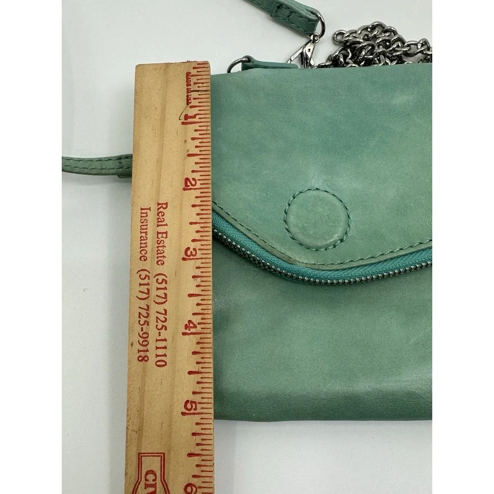 Hobo Bag The Original Daria Leather Crossbody‎ Embossed Aqua Silver Chain Strap